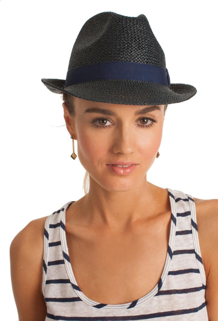 Trina Turk Trina Turk Hand Rolled Raffia Hat - Black/white - Size Fit Guide