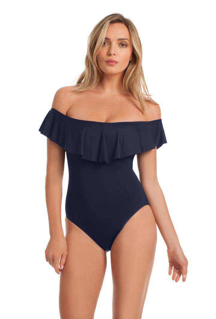 Trina Turk Trina Turk Studio Solid Off The Shoulder Bandeau One Piece - Mid,lpi