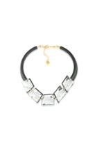 Trina Turk Trina Turk Crystal Clear Leather Necklace - Black - Size O/s