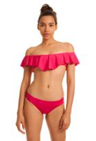 Trina Turk Trina Turk Indo Solids Off The Shoulder Bandeau - Fuchsia - Size 10