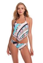 Trina Turk Trina Turk Electric Wave Shirred Side Hipster - Multicolor - Size 10