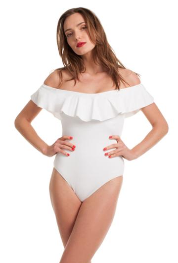 Trina Turk Trina Turk Gypsy Solids Off The Shoulder One Piece - Wht,hpi - Size 10