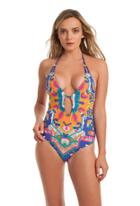 Trina Turk Trina Turk Tapestry Plunge One Piece - Multicolor - Size 12