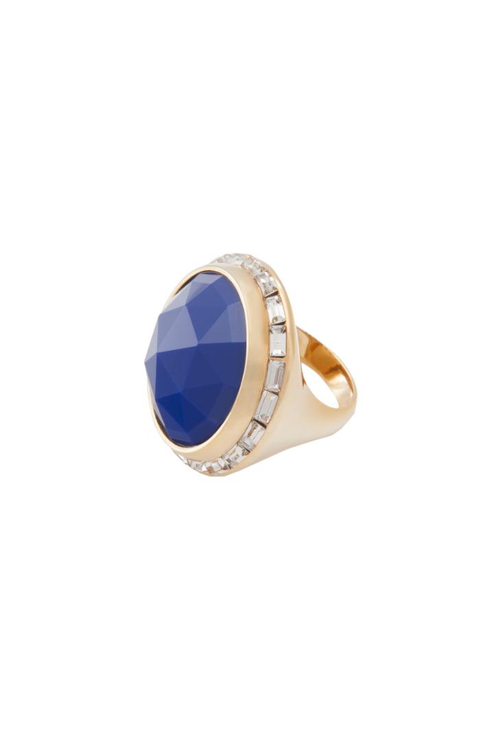 Trina Turk Trina Turk Domed Stone With Crystal Bezel - Blue - Size O/s
