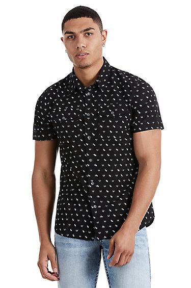 Monogram Utility Mens Shirt | Black | Size Large | True Religion