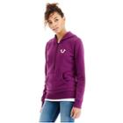 Half Zip Crystal Tr University Womens Hoodie | Amethyst | Size Medium | True Religion