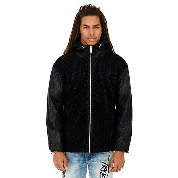 Contrast Mesh Zip Front Mens Anorak | Black | Size Medium | True Religion