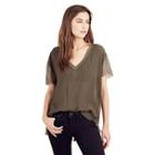 Womens Sheer Georgette Top | Military Green | Size Medium | True Religion