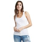 Womens Button Ribbed Tank Top | White | Size X Small | True Religion