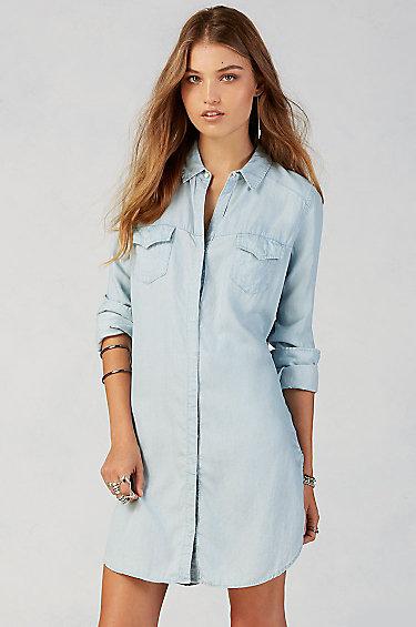 True Religion Georgia Indigo Womens Dress - Light Bleach