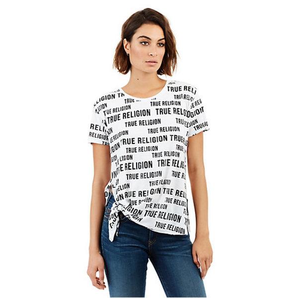 Slogan Tie Side Womens Tee | White | Size X Small | True Religion