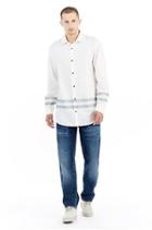 Long Sleeve Collegiate Mens Shirt Jacket | White  | Size Small | True Religion