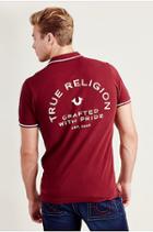 Crafted Logo Mens Polo Shirt | Burgundy | Size Small | True Religion