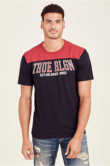 Tr Football Mens Crew Neck Tee | Black/red | Size X Large | True Religion