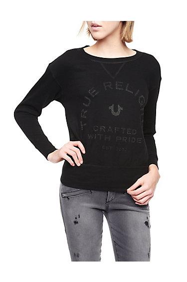 True Religion Crafted With Pride Womens Sweatshirt - Washed Black