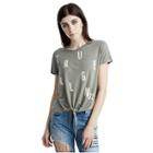Tie Front Graphic Womens Tee | Military Green | Size X Small | True Religion