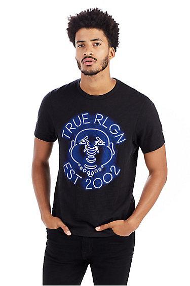 Neon Buddha Graphic Mens Crew Tee | Black | Size Large | True Religion