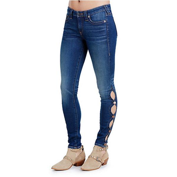 Halle Mid Rise Super Womens Skinny Jean | Dress Blues | Size 24 | True Religion