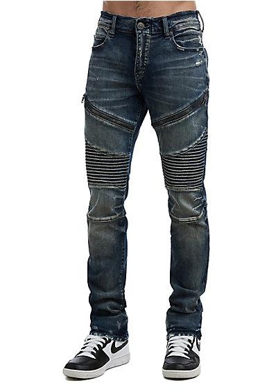 Mens Moto Rocco Skinny Jean | Combat Blue | Size 28 | True Religion