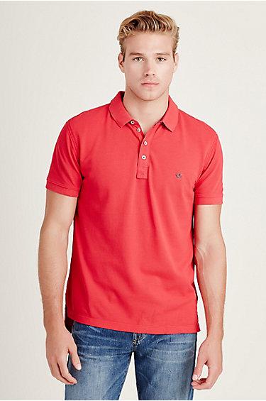 True Religion Big T Mens Polo Shirt - Vintage Red