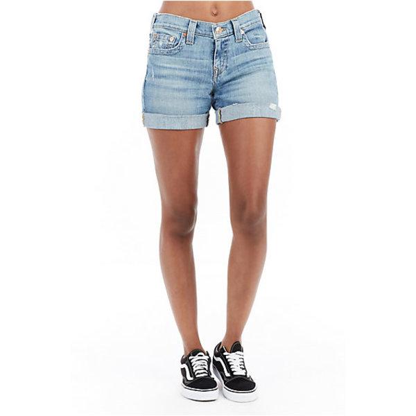 Jayde Mid Rise Womens Short | Bright Skyfall Blue | Size 24 | True Religion