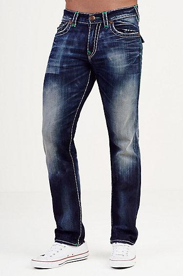 Slim Super T Green Stitch Mens Jean | Old School | Size 28 | True Religion