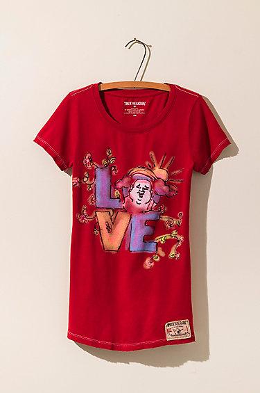 True Religion Love Scoop Neck Womens Tee - Red