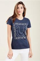 Women's Tr Square Crew Neck Tee | Heather Blue | Size Medium | True Religion