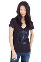 Women's Foil Buddha Deep V Neck Tee | Black | Size Small | True Religion