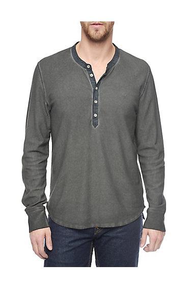 True Religion L/s Henley Mens Shirt - Anthracite