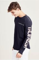 Retro Logo Long Sleeve Mens Tee | Washed Black | Size Medium | True Religion