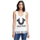 Women's Scoop Neck Racer Back Tank Top | White | Size X Small | True Religion