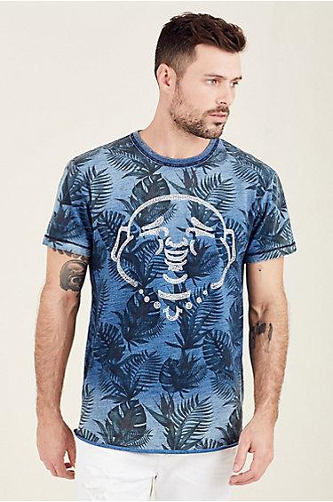 Buddha Curved Hem Mens Tee | Indigo | Size X Small | True Religion