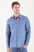 True Religion Long Sleeve Utility Mens Shirt - Indigo