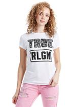 Floral Filled True Womens Tee | White | Size X Small | True Religion
