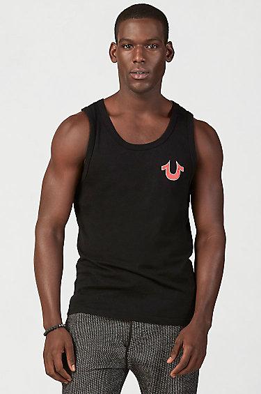 True Religion Logo Puff Mens Tank - Black