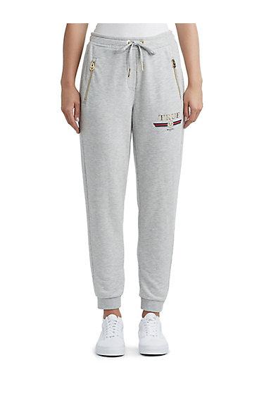 Womens Metallic Logo Jogger | Heather Grey | Size X Small | True Religion