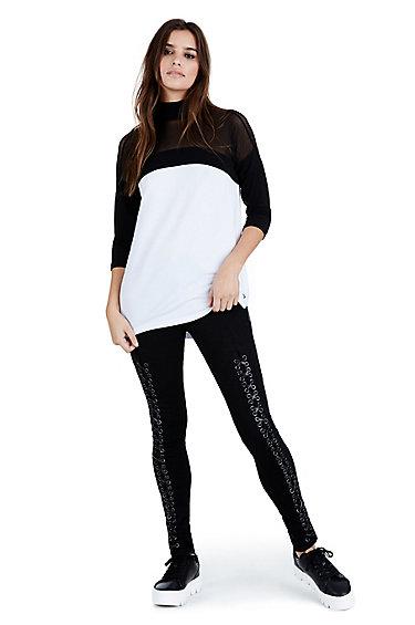 Womens Mesh Top | Black/white  | Size X Small | True Religion