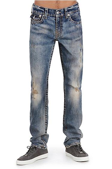 Men's Slim Fit Earthworm Big T Jean | Burning Rips | Size 30 | True Religion