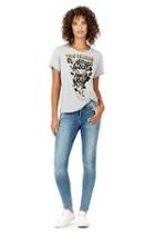 Womens Rose Graphic Boyfriend Tee | Heather Grey | Size X Small | True Religion