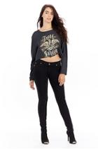 Ls Concert Crop Womens Tee | Heather Grey | Size Medium | True Religion