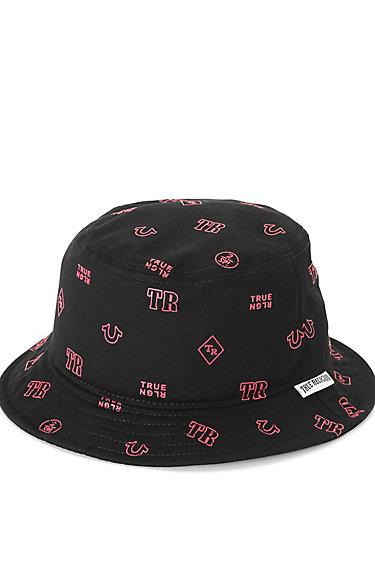 True Religion Monogram Twill Bucket Hat - Black