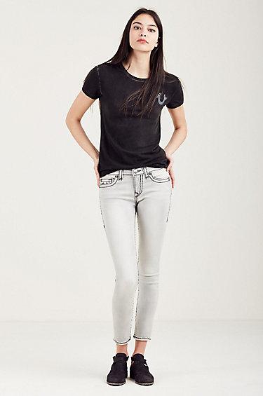 Halle Super Skinny Super T Womens Jean | Crystal Cove | Size 34 | True Religion