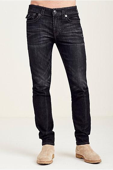 Rocco Skinny Super T Mens Jean | Black Desert Palms | Size 30 | True Religion