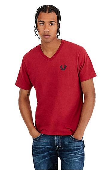 Classic Horseshoe Mens Tee | Ruby Red | Size X Large | True Religion