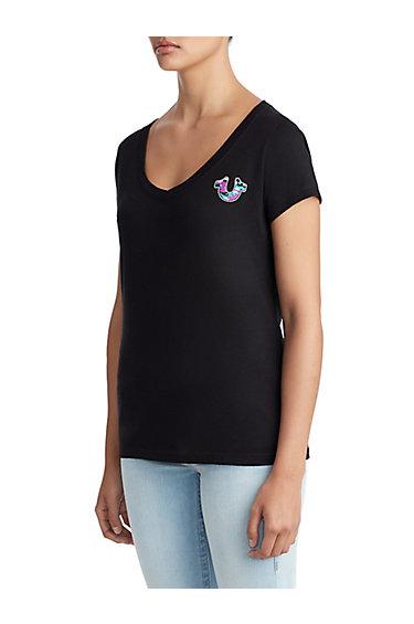 Womens Crystal Embellished Camo Graphic Tee | Black | Size Xx Small | True Religion