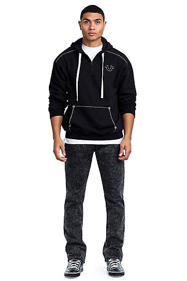 Void Tactics Mens Super T Ricky Straight Jean W/ Flap | Faded Black | Size 28 | True Religion