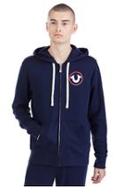 World Active Zip Up Mens Hoodie | Navy | Size Medium | True Religion