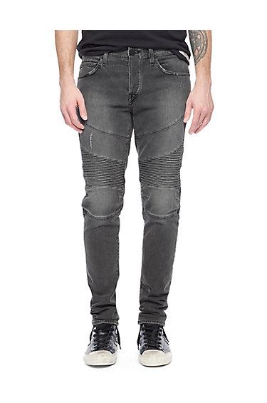 True Religion Rocco Skinny Moto Mens Jean - Grey Rider