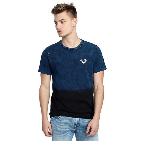 Mens Indigo Two Tone Ombre Tee | Size Medium | True Religion
